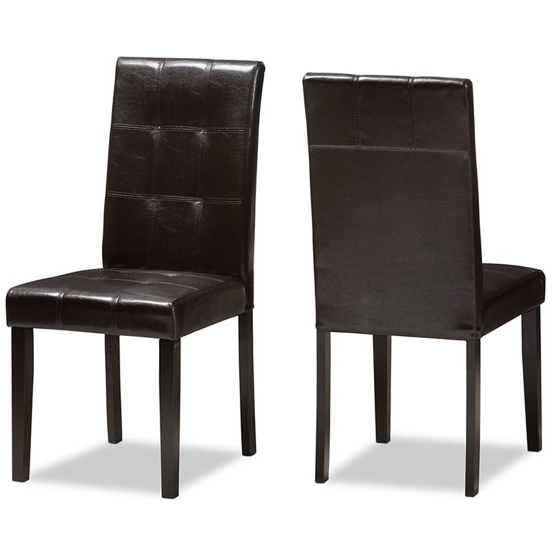 Baxton Studio Avery Faux Leather Dining Side Chair in Brown (Set of 2)