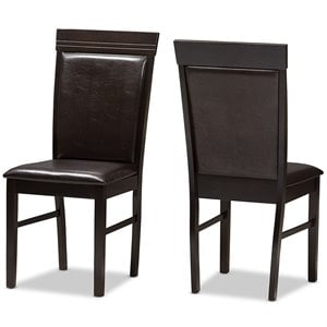 Baxton Studio Thea Faux Leather Dining Side Chair in Brown (Set of 2)