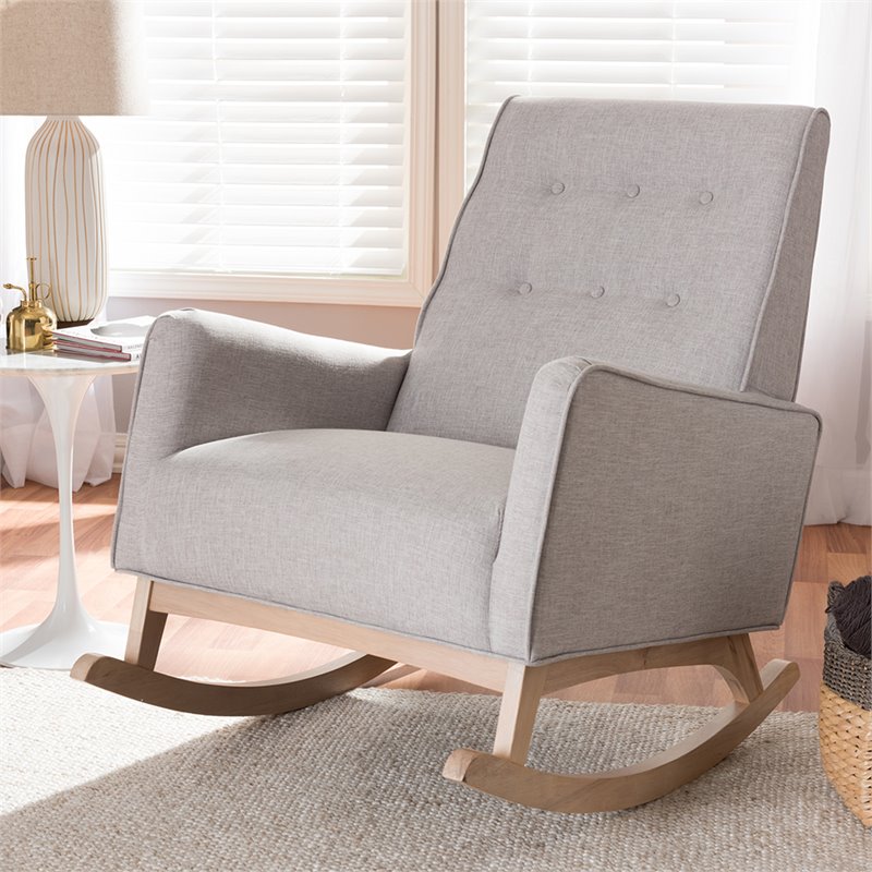 Baxton Studio Marlena Tufted Rocker in Grayish Beige