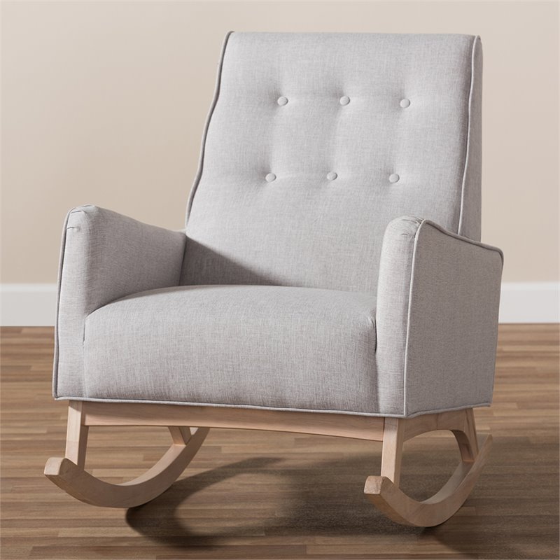 Baxton Studio Marlena Tufted Rocker in Grayish Beige