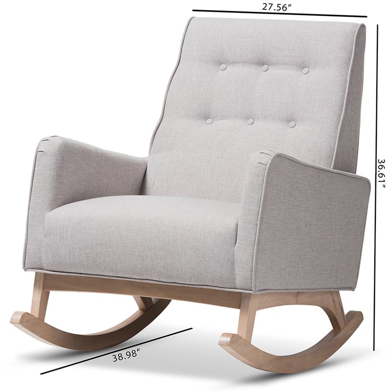 Baxton Studio Marlena Tufted Rocker in Grayish Beige