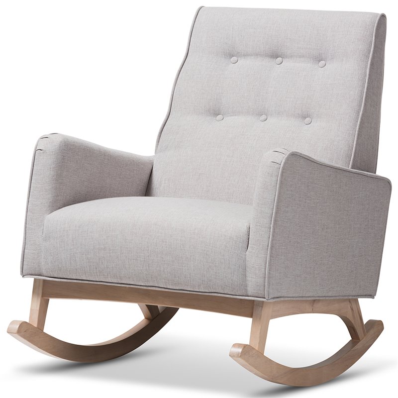 Baxton Studio Marlena Tufted Rocker in Grayish Beige
