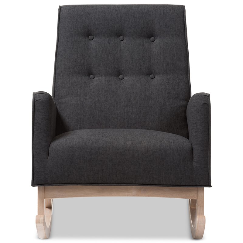 Baxton Studio Marlena Tufted Rocker in Dark Gray