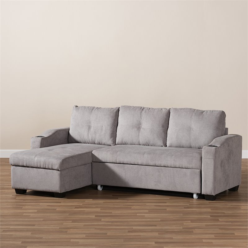 Baxton Studio Lianna Sleeper Sectional in Light Gray