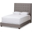 Baxton Studio Georgette Tufted Queen Panel Bed in Light Gray