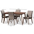 Baxton Studio Kimberly 5 Piece Dining Set in Beige and Walnut Brown