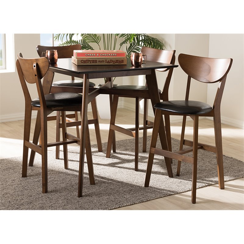 Baxton Studio Eline 5 Piece Counter Height Dining Set in Black