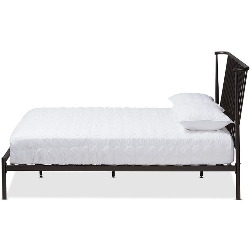 Baxton Studio Sabine Queen Metal Spindle Platform Bed in Black