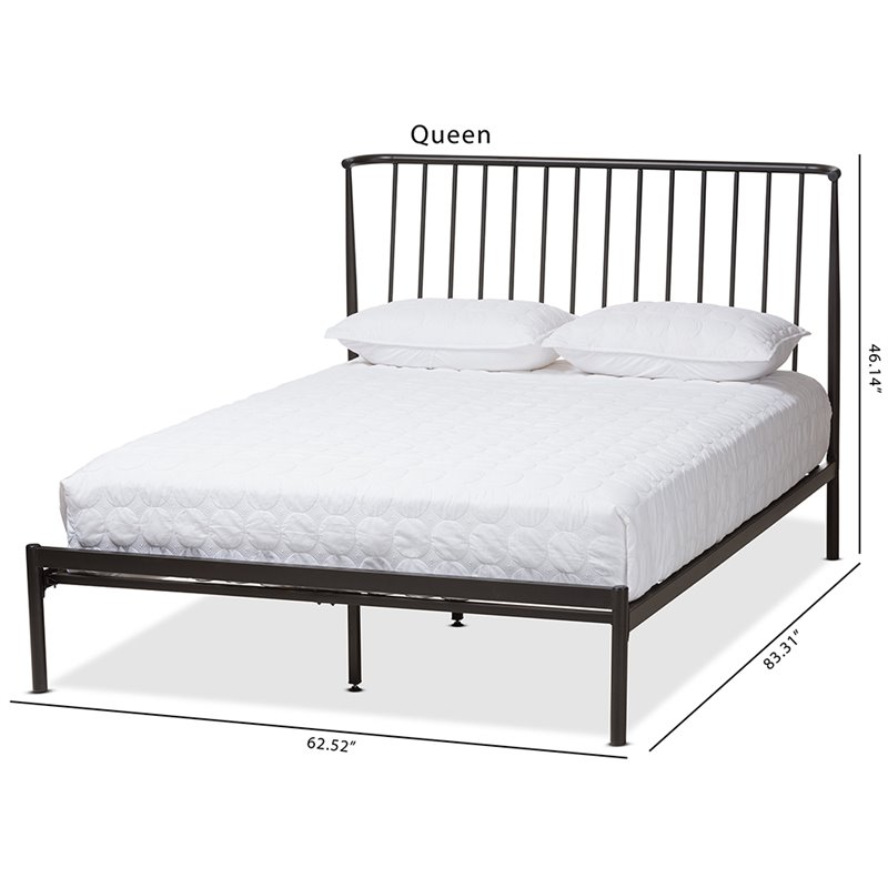 Baxton Studio Sabine Queen Metal Spindle Platform Bed in Black