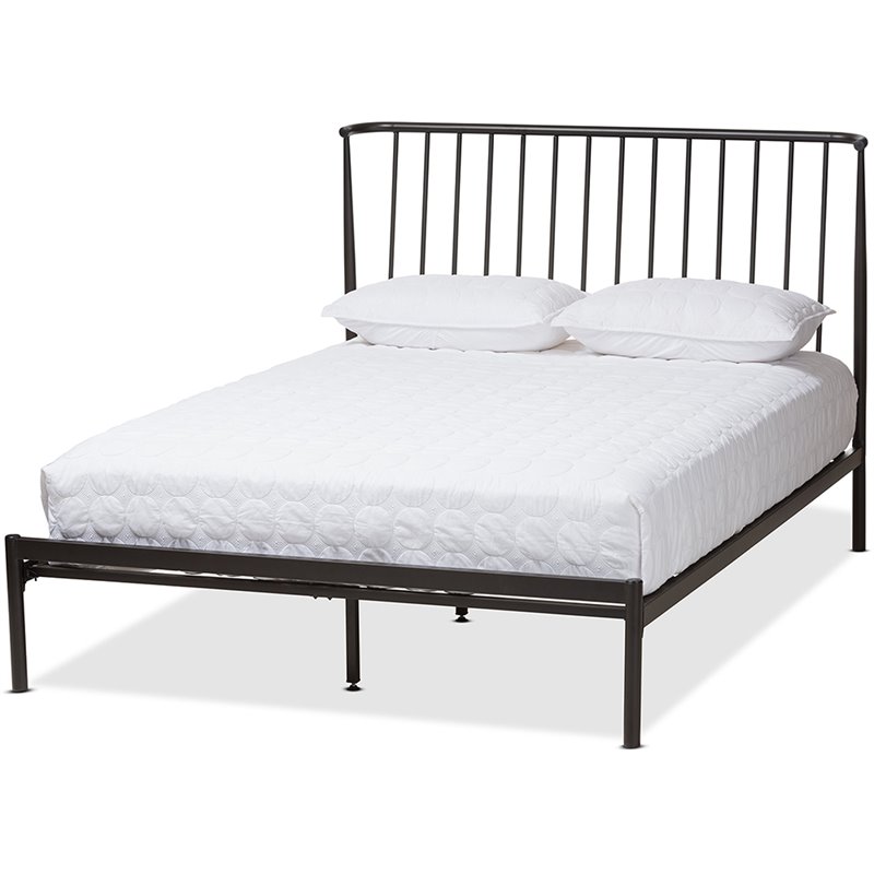 Baxton Studio Sabine Queen Metal Spindle Platform Bed in Black