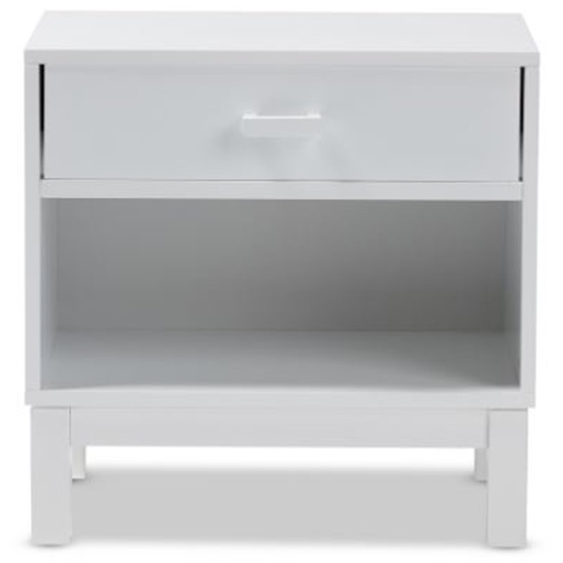 Baxton Studio Deirdre 1 Drawer Nightstand in White