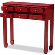 Baxton Studio Pomme 6 Drawer Console Table in Red and Bronze