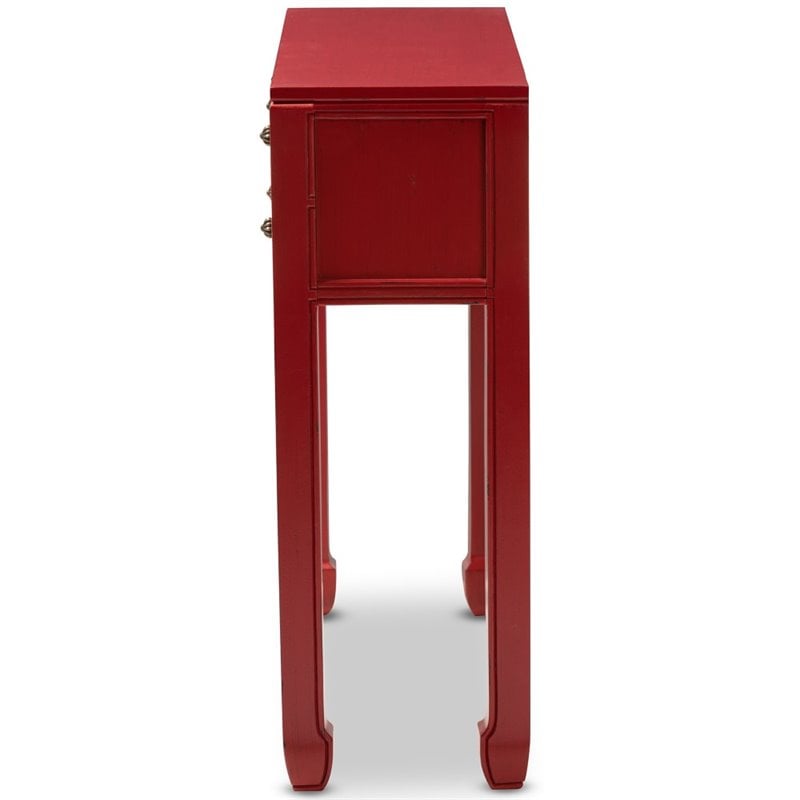 Baxton Studio Pomme 6 Drawer Console Table in Red and Bronze