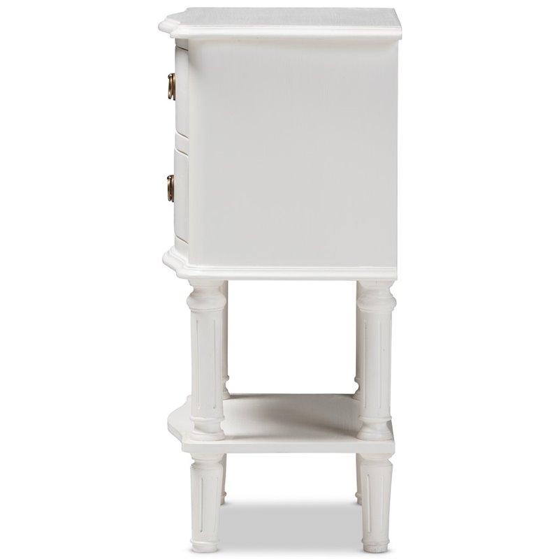 Baxton Studio Audrey 2 Drawer Nightstand in White