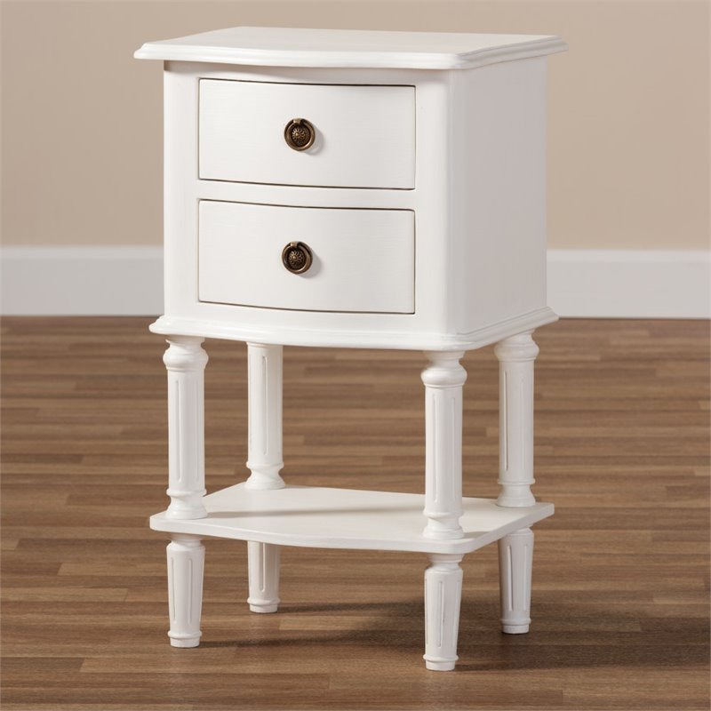 Baxton Studio Audrey 2 Drawer Nightstand in White