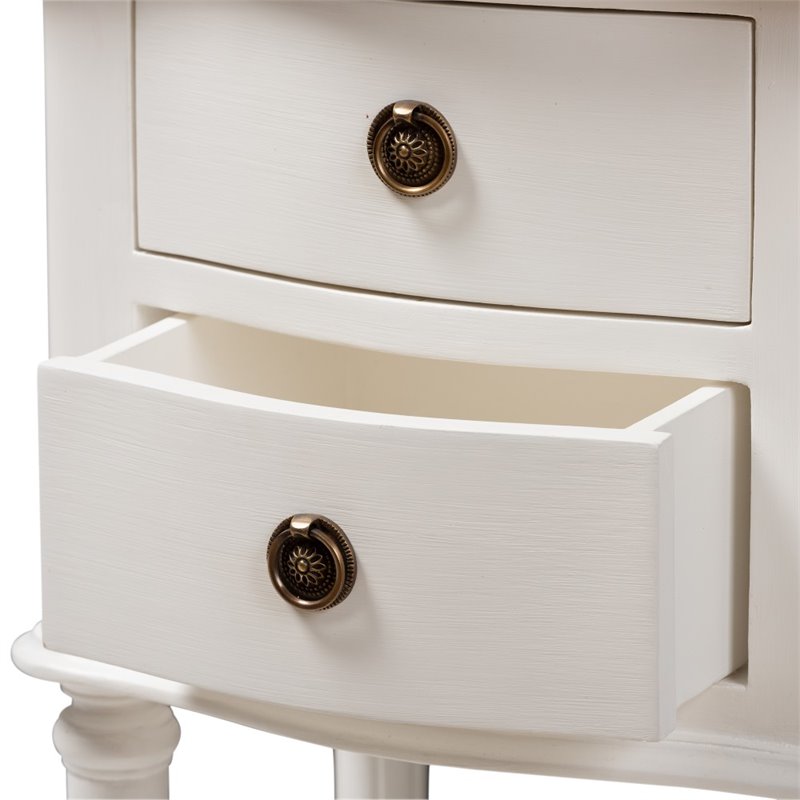 Baxton Studio Audrey 2 Drawer Nightstand in White