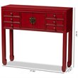 Baxton Studio Melodie 6 Drawer Console Table in Red and Bronze