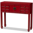 Baxton Studio Melodie 6 Drawer Console Table in Red and Bronze