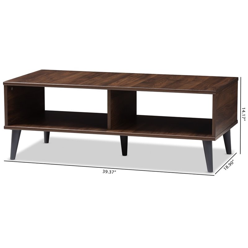 Baxton Studio Pierre Wood Coffee Table in Brown and Dark Grey
