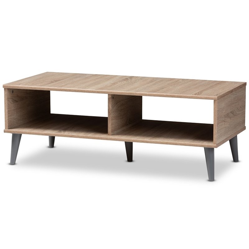 Baxton Studio Pierre Wood Coffee Table in Oak and Light Grey