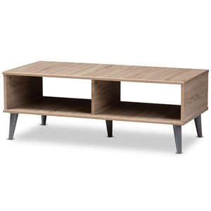 Baxton Studio Pierre Wood Coffee Table in Oak and Light Grey