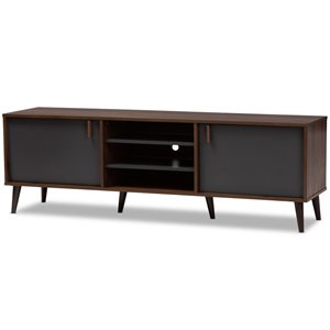 Baxton Studio Samuel Modern TV Stand in Brown and Dark Grey