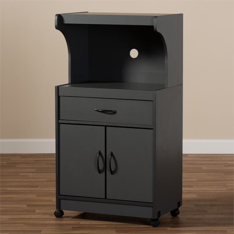 Baxton Studio Tannis Microwave Stand in Dark Grey