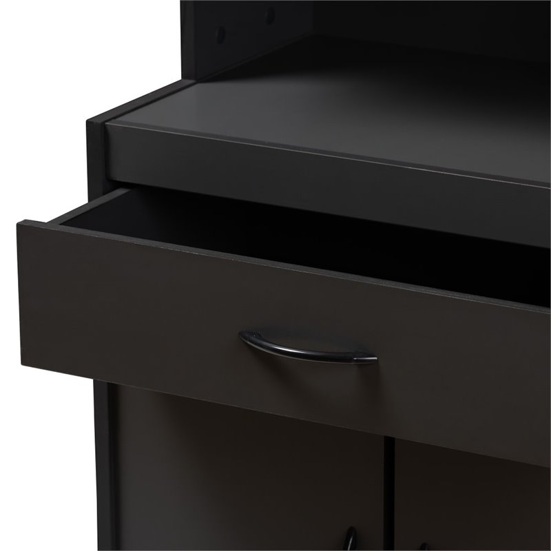 Baxton Studio Tannis Microwave Stand in Dark Grey