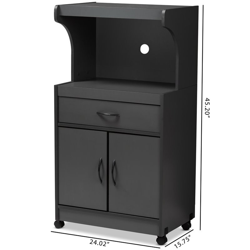 Baxton Studio Tannis Microwave Stand in Dark Grey