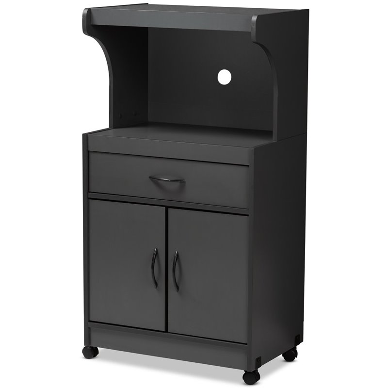 Baxton Studio Tannis Microwave Stand in Dark Grey