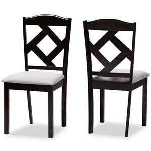 Baxton Studio Ruth Dining Side Chair in Grey and Brown (Set of 2)