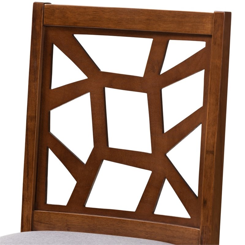 Baxton Studio Abilene Dining Side Chair in Walnut and Gray (Set of 2)