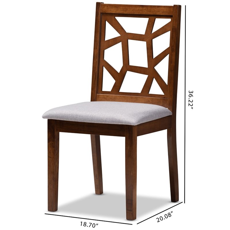 Baxton Studio Abilene Dining Side Chair in Walnut and Gray (Set of 2)