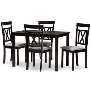 Baxton Studio Rosie 5 Piece Dining Set in Brown and Grey