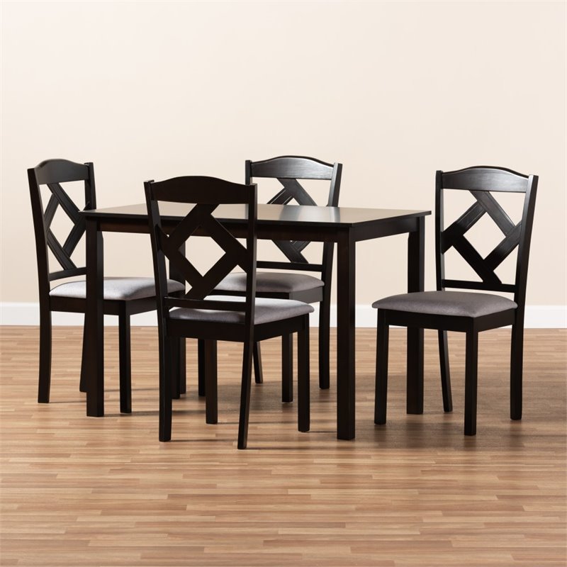 Baxton Studio Ruth 5 Piece Dining Set in Brown and Grey