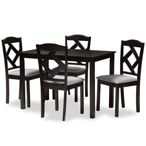 Baxton Studio Ruth 5 Piece Dining Set in Brown and Grey