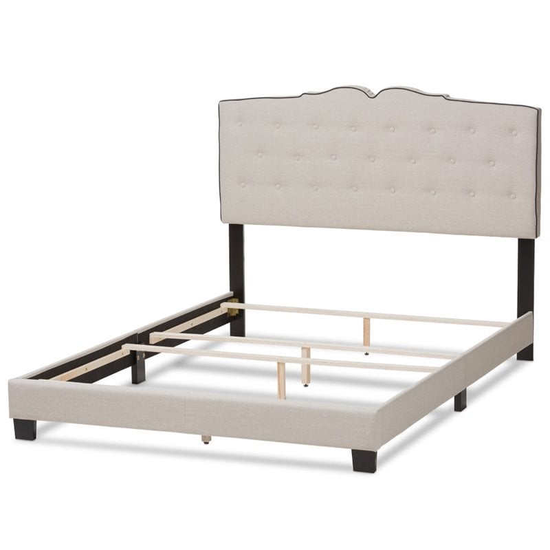 Baxton Studio Vivienne Fabric Tufted Full Bed in Light Beige