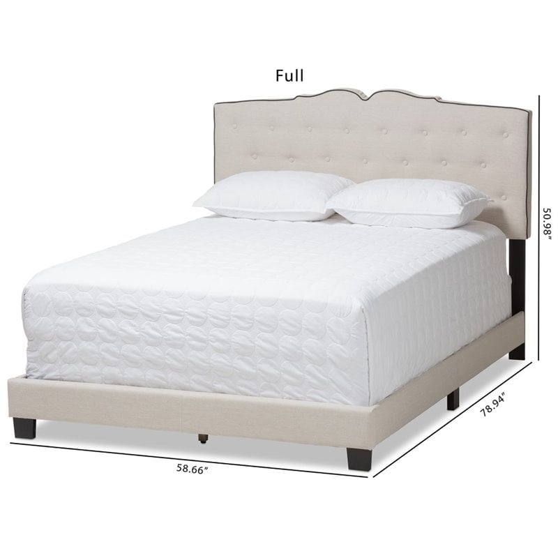Baxton Studio Vivienne Fabric Tufted Full Bed in Light Beige