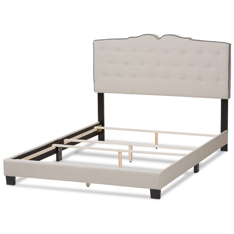 Baxton Studio Vivienne Fabric Tufted King Bed in Light Beige