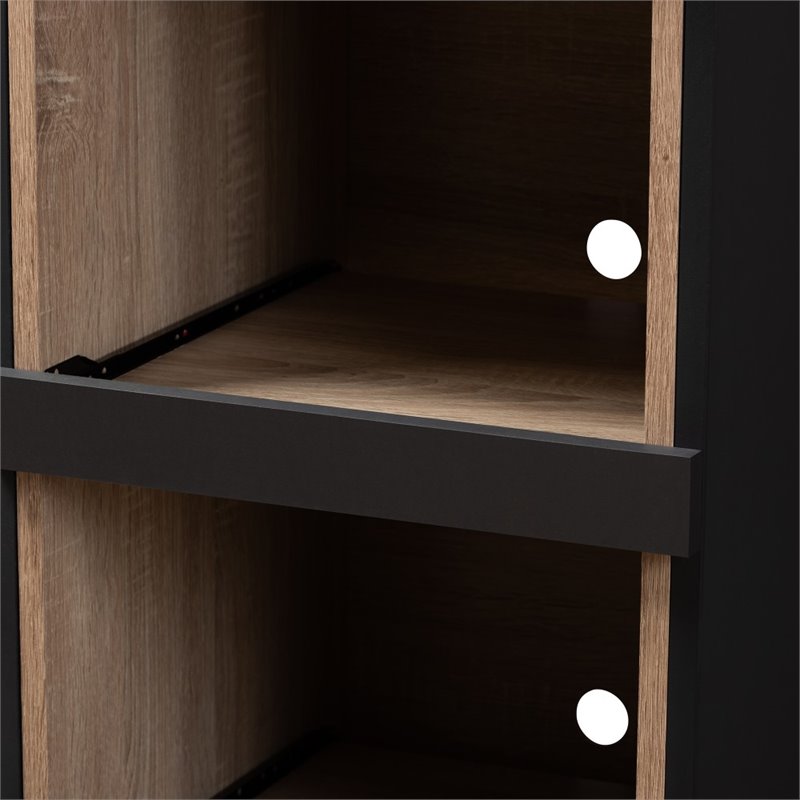 Baxton Studio Fabian Microwave Cabinet in Dark Grey and Oak Brown