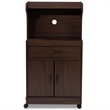Baxton Studio Tannis Microwave Stand in Dark Walnut Brown