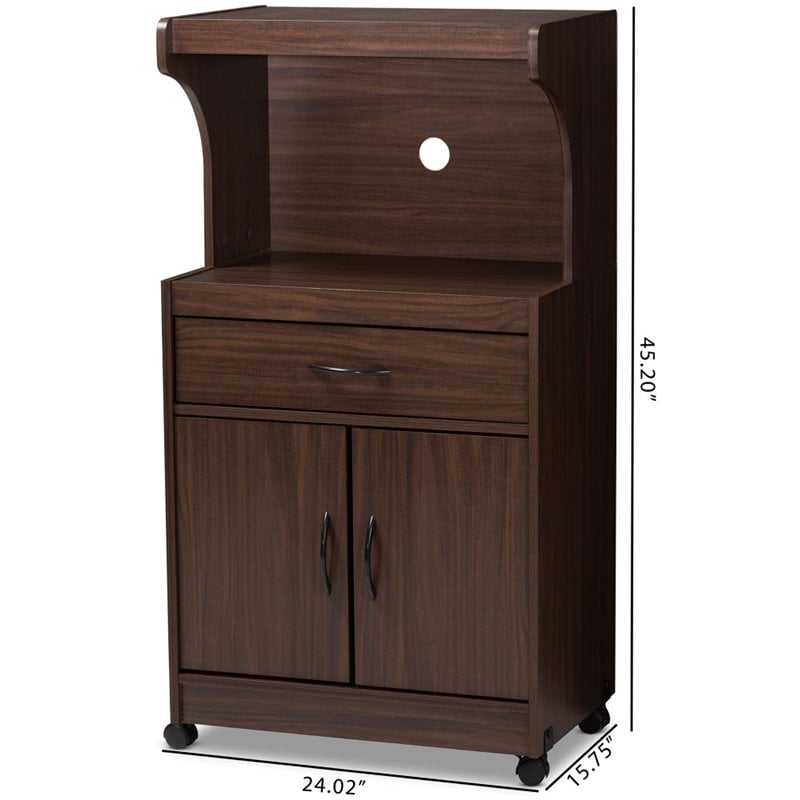 Baxton Studio Tannis Microwave Stand in Dark Walnut Brown