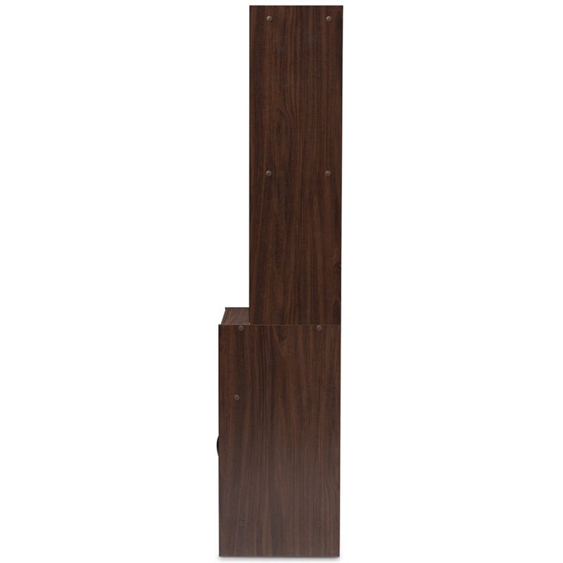 Baxton Studio Laurana Kitchen Cabinet and Hutch in Dark Walnut