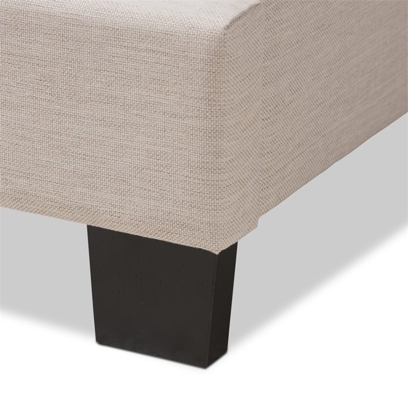 Baxton Studio Odette Nailhead Upholstered Full Bed in Light Beige