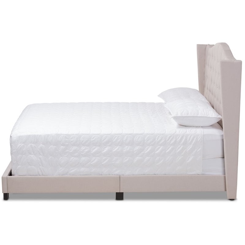 Baxton Studio Alesha Fabric Tufted King Size Bed in Beige