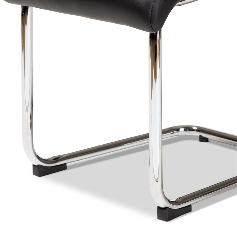 Baxton Studio Marlys Faux Leather Dining Chair in Black (Set of 4)