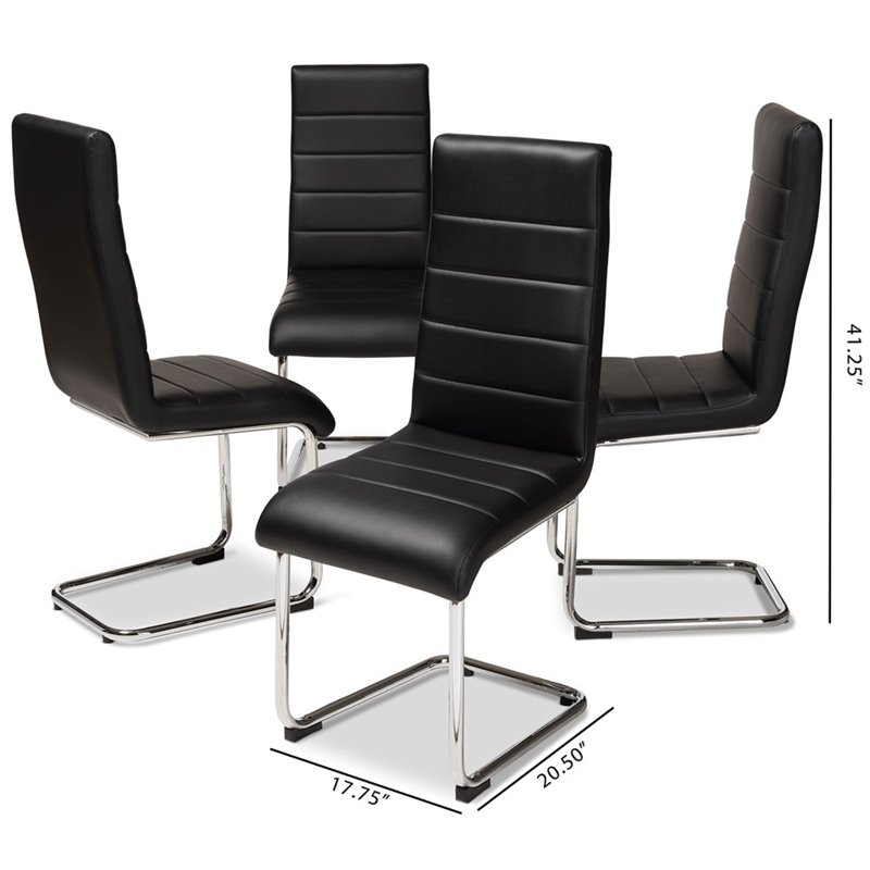 Baxton Studio Marlys Faux Leather Dining Chair in Black (Set of 4)