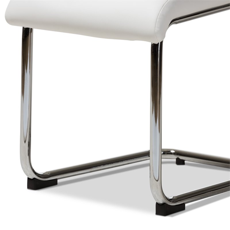 Baxton Studio Marlys Faux Leather Dining Chair in White (Set of 4)