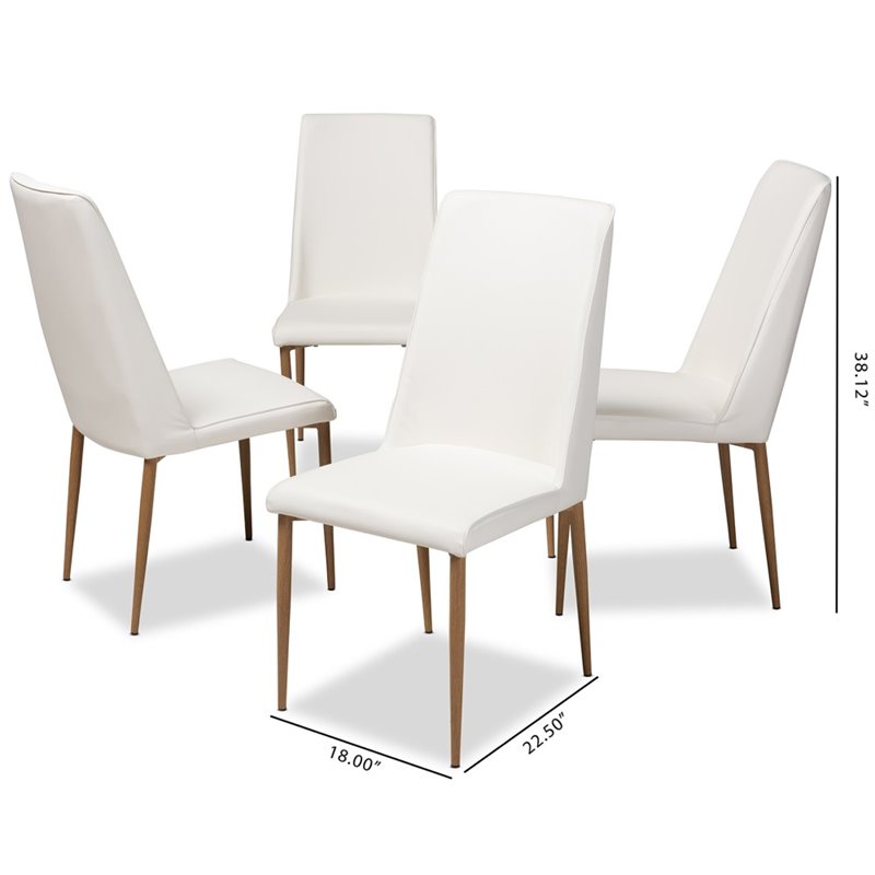 Baxton Studio Chandelle Faux Leather Dining Chair in White (Set of 4)