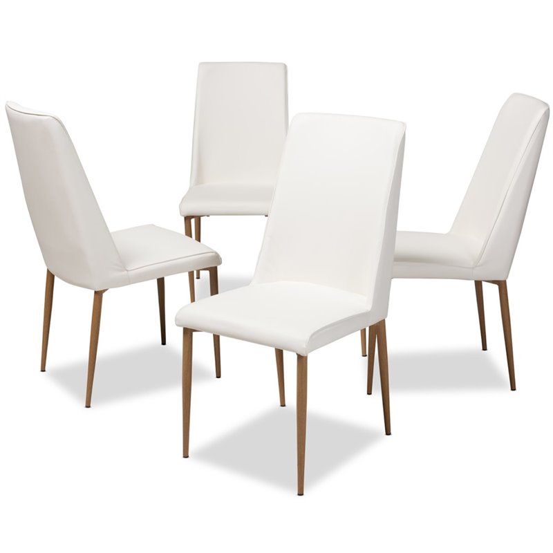 Baxton Studio Chandelle Faux Leather Dining Chair in White (Set of 4)